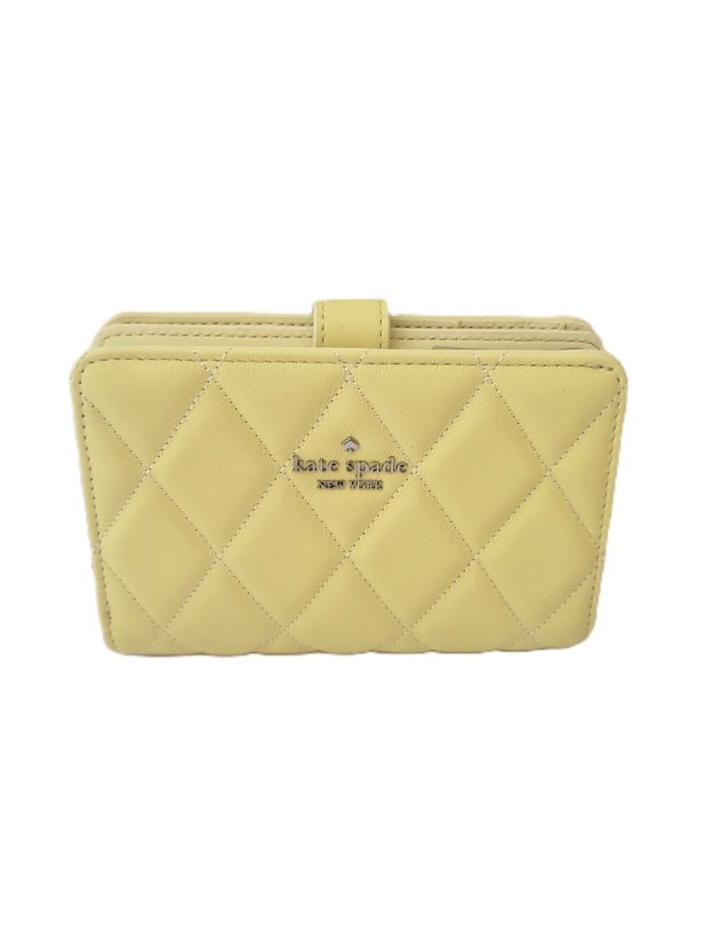 Kate Spade KN755 Smooth Quilted Leather Medium Bifold Wallet Lemon Fond